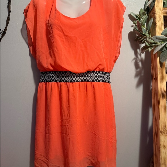 Charming Charlie Orange Dress with Black and White Accents - Picture 1 of 1